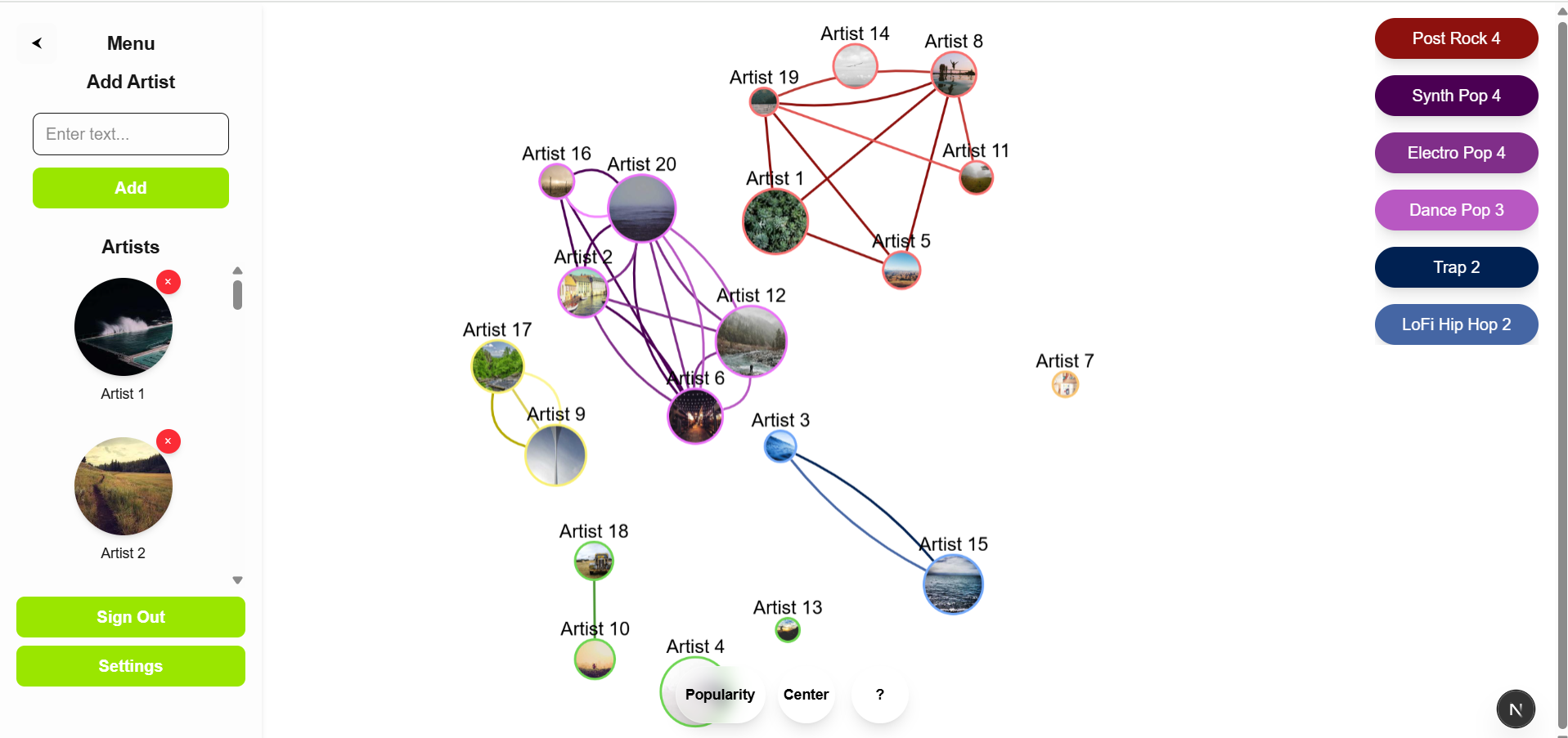 Image of music visualization application