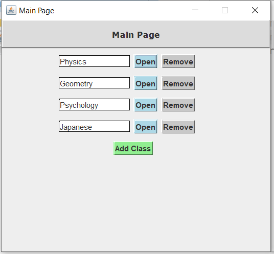 Main screen of grading application